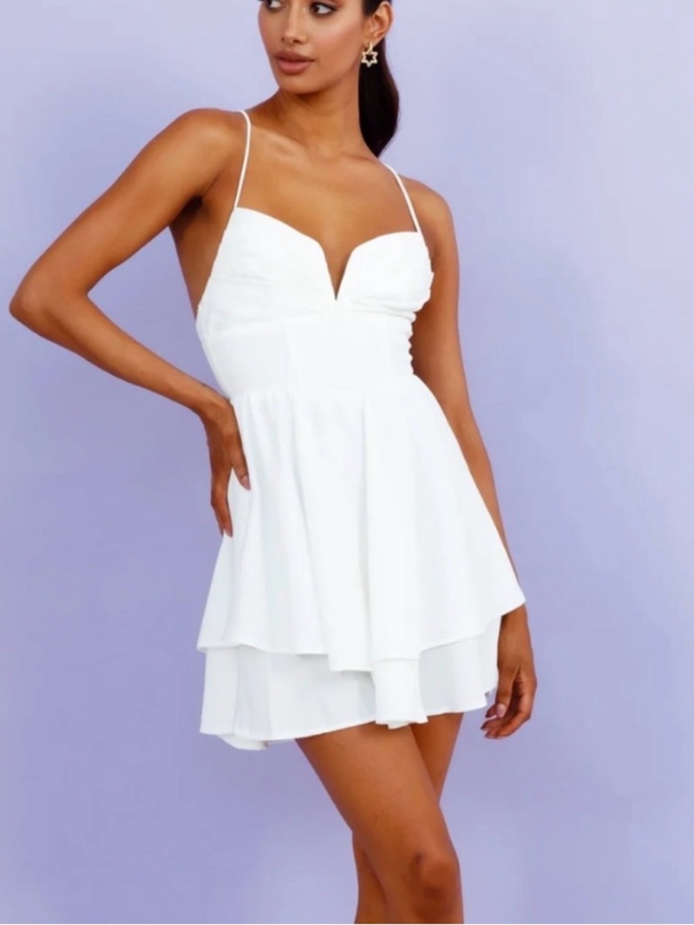 Hello Molly RADIATING WORDS DRESS WHITE size 8.